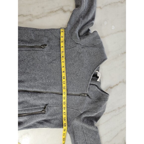 LOFT Bomber Jacket Womens Large Gray Tweed Full Zip Lined Pockets - Picture 11 of 12